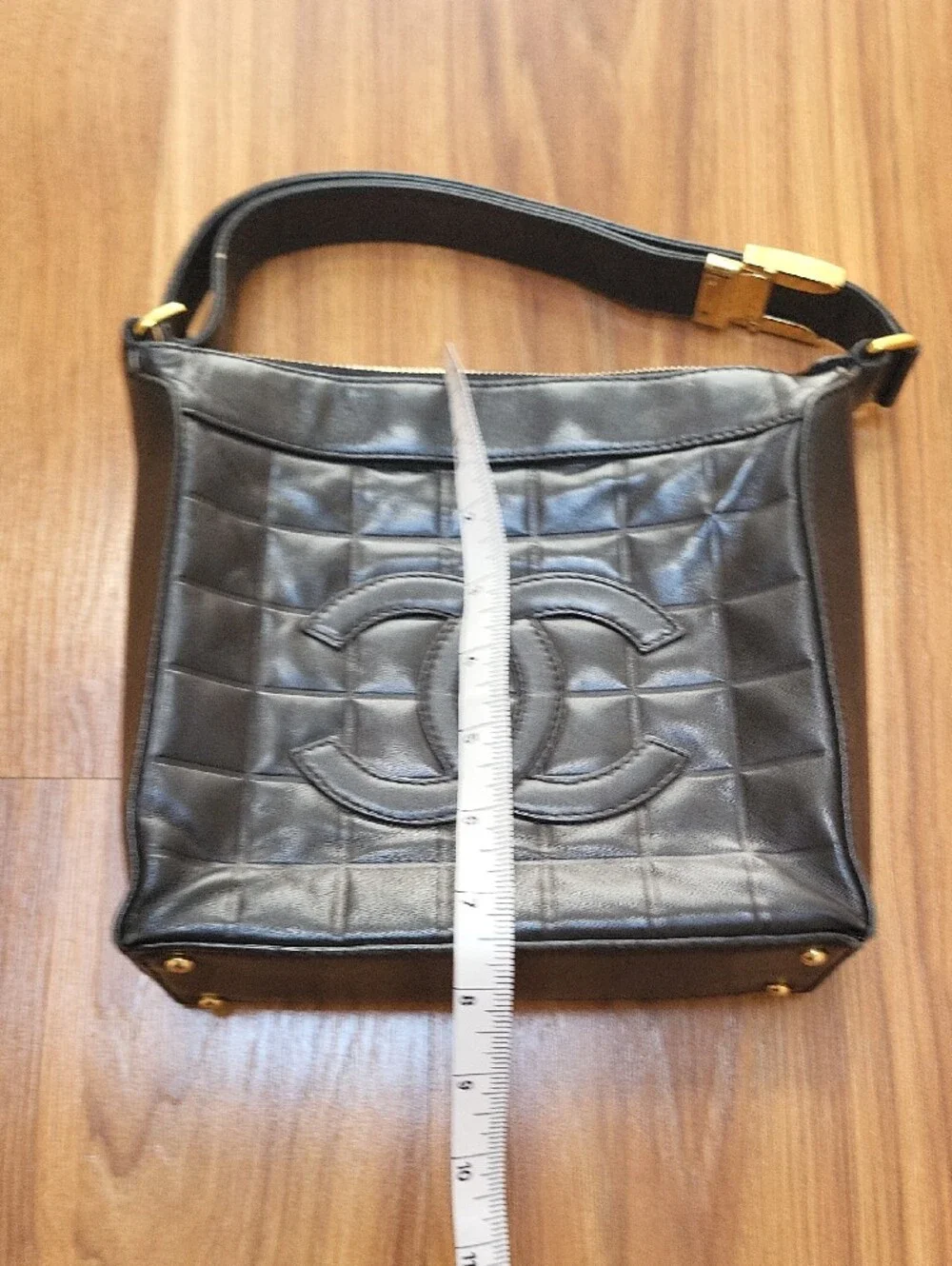 Authentic CHANEL Black Quilted Leather Shoulder Hobo with Gold-Tone Hardware - Picture 8 of 11